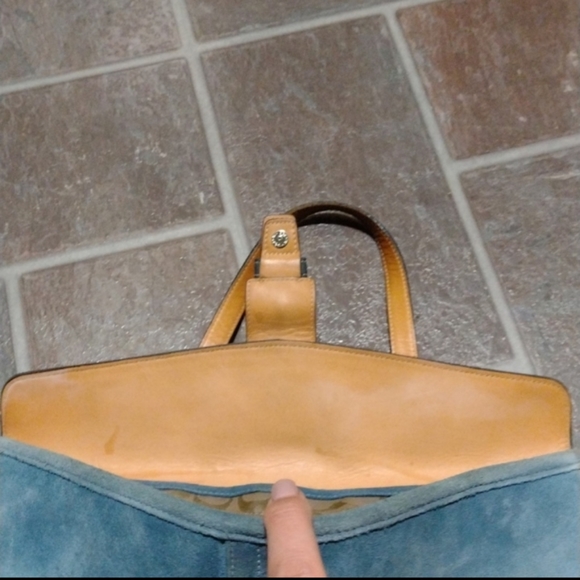 Coach vintage suede blue leather bag satchel tote - Picture 6 of 9